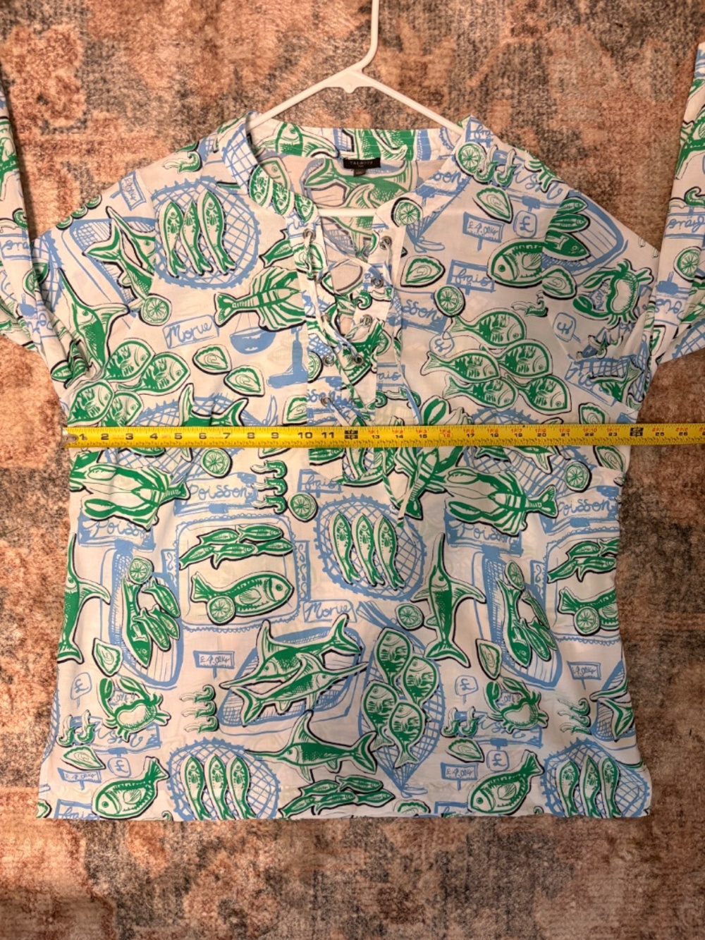 Talbots Women's Plus "Fish Market" Lace-Up Popover Tunic Shirt Top Blouse 1X - Picture 6 of 9